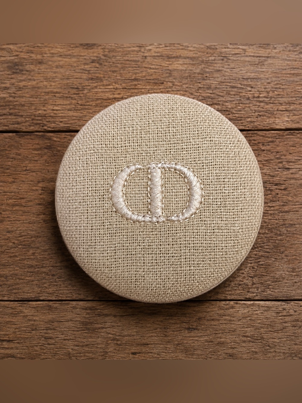 New Dior Beige Linen CD Logo Double Pocket Mirror With Box